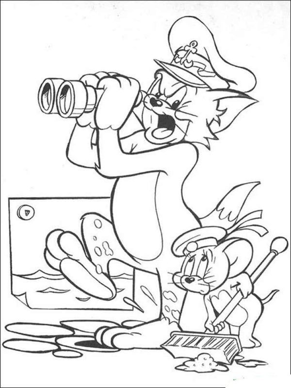 Tom i Jerry na statku kolorowanka do druku